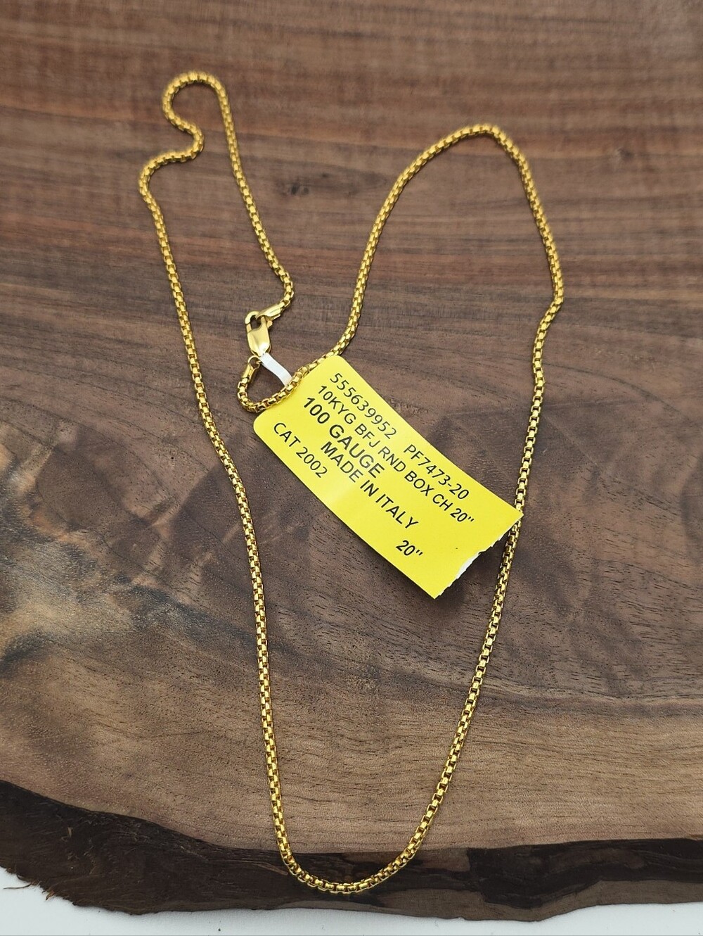 Vintage 10k Yellow Gold 20" Box Chain Necklace Italy